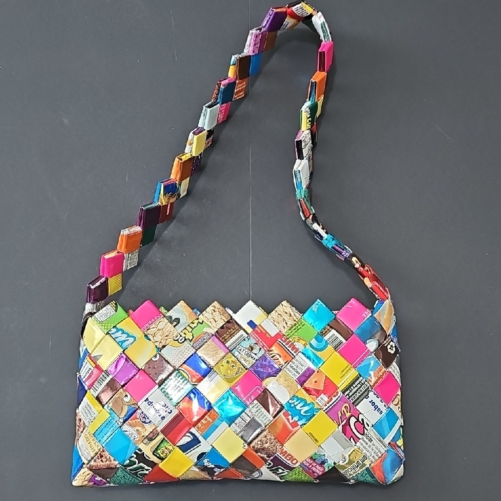 Colorful Woven Candy Wrapper Shoulder Bag